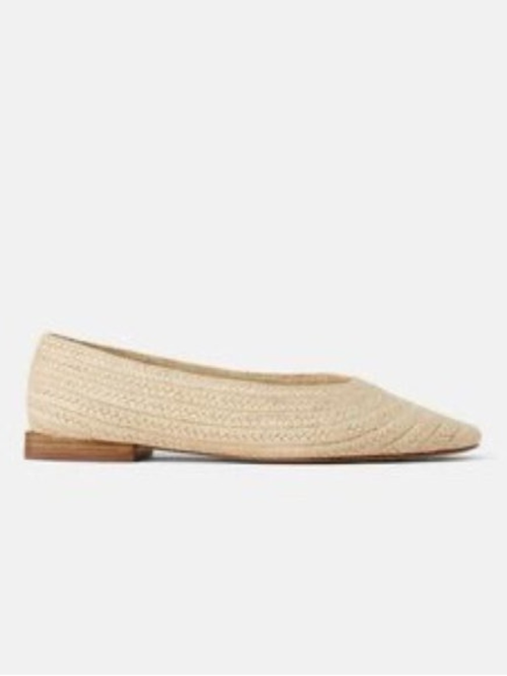 NWT Zara Natural Raffia Pointed Ballet Flats